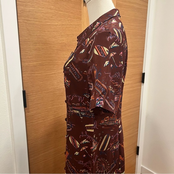 Elegant ALEXA CHUNG 
Printed dress | Burgundy| Patterned Dress | size 10 - Picture 10 of 15
